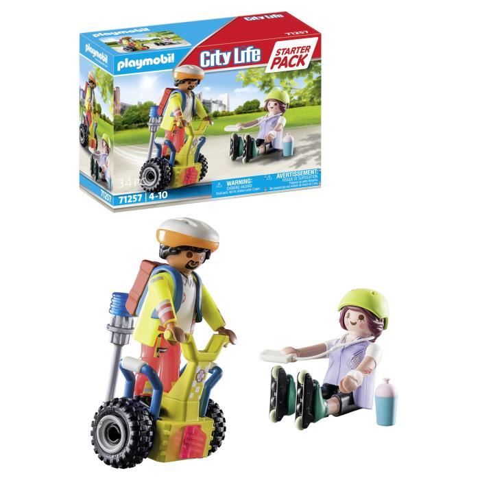 PLAYMOBIL - 71257 - City Action Les Secouristes - Starter Pack - Secouriste avec gyropode