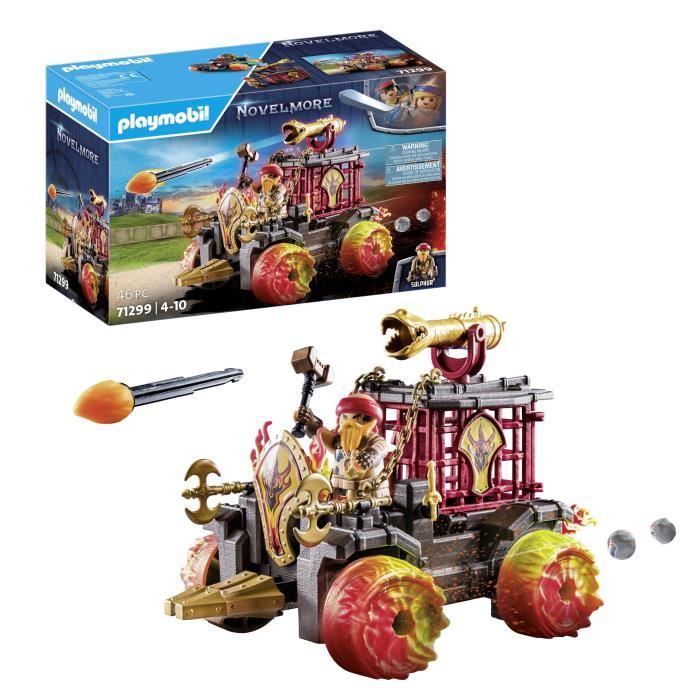 PLAYMOBIL 71299 Chariot de combat enflammé des Burnham Raiders- Affrontez les ennemis avec le chariot, son canon et siege éjectable