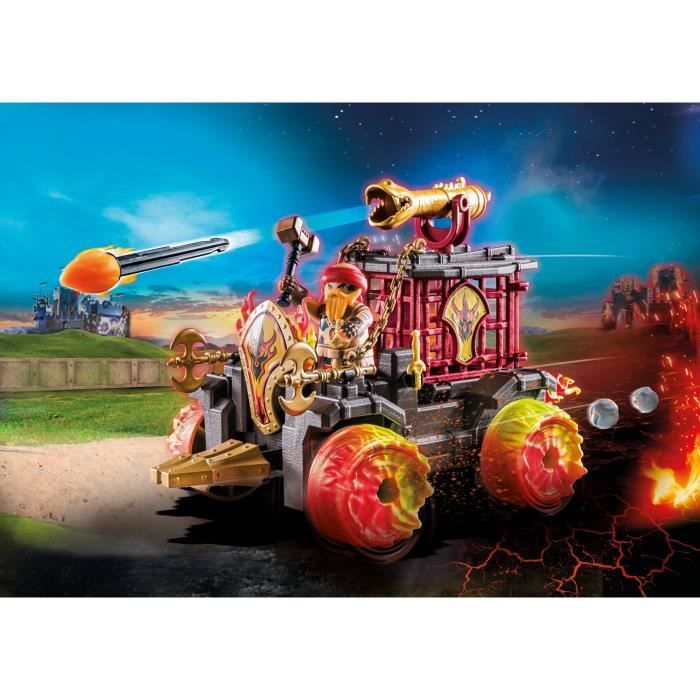 PLAYMOBIL 71299 Chariot de combat enflammé des Burnham Raiders- Affrontez les ennemis avec le chariot, son canon et siege éjectable