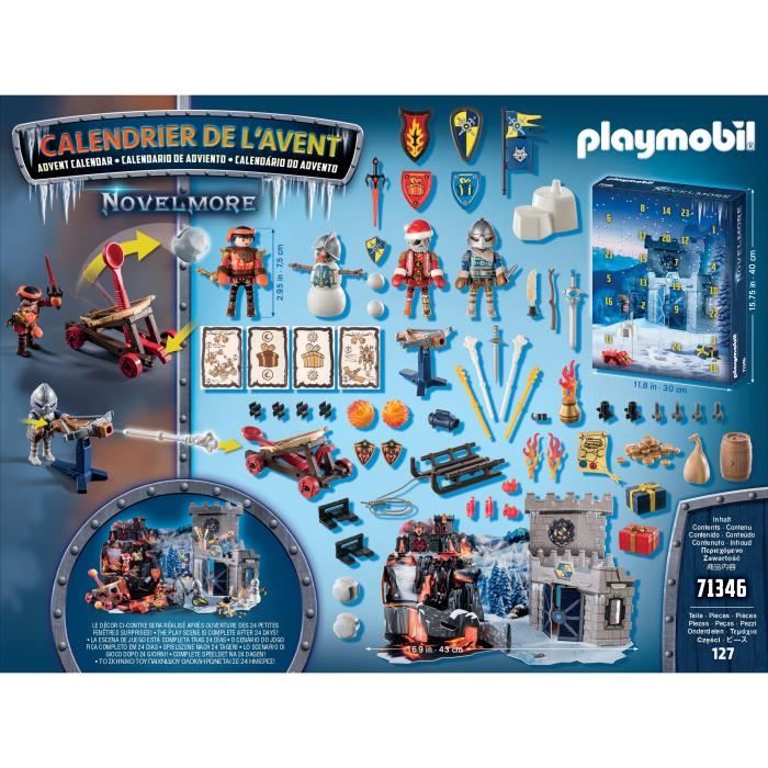 PLAYMOBIL 71346 Calendrier de l'Avent Noël chevaliers Novelmore- - La magie de Noël - 24 cases a ouvrir- pour attendre Noël