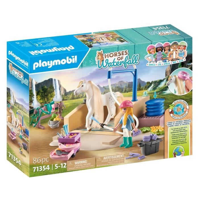 PLAYMOBIL 71354 Isabella & Lioness aire de lavage - Horses of Waterfall - Des 5 ans - Enfant - 86 pieces