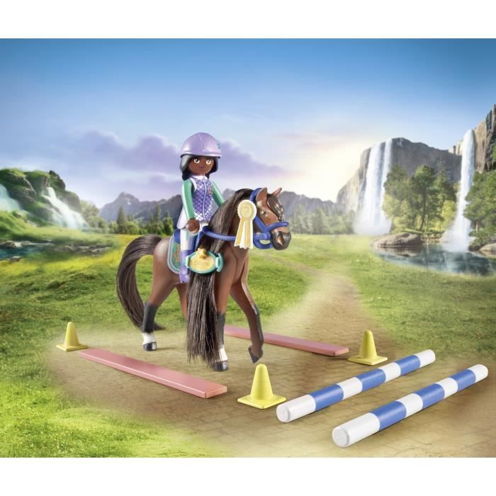 PLAYMOBIL 71355 Zoe & Blaze avec parcours d'obstacles, Horses of Waterfall, 67 pieces, Des 5 ans