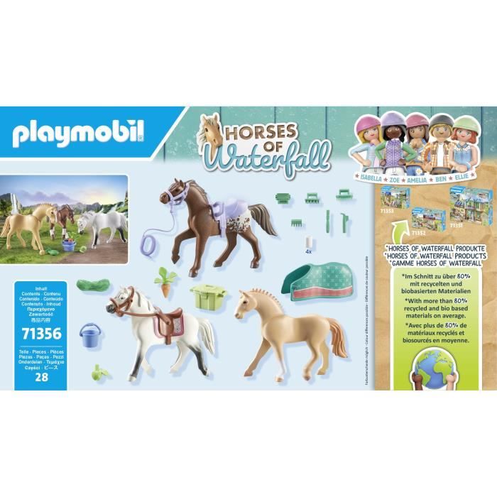 PLAYMOBIL 71356 Horses of Waterfall - 3 chevaux Morgan, Quarter Horse et Shagya - Des 5 ans - 28 pieces