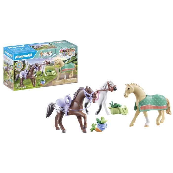 PLAYMOBIL 71356 3 chevaux Morgan, Quarter Horse et Shagya, Horses of Waterfall, 28 pieces, Des 5 ans