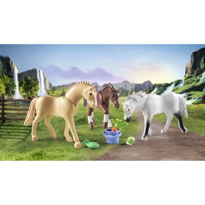 PLAYMOBIL 71356 Horses of Waterfall - 3 chevaux Morgan, Quarter Horse et Shagya - Des 5 ans - 28 pieces