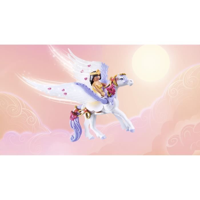 PLAYMOBIL 71361 Cheval ailé a décorer avec princesse, Princess Magic, chevalier et arc-en-ciel, Des 4 ans