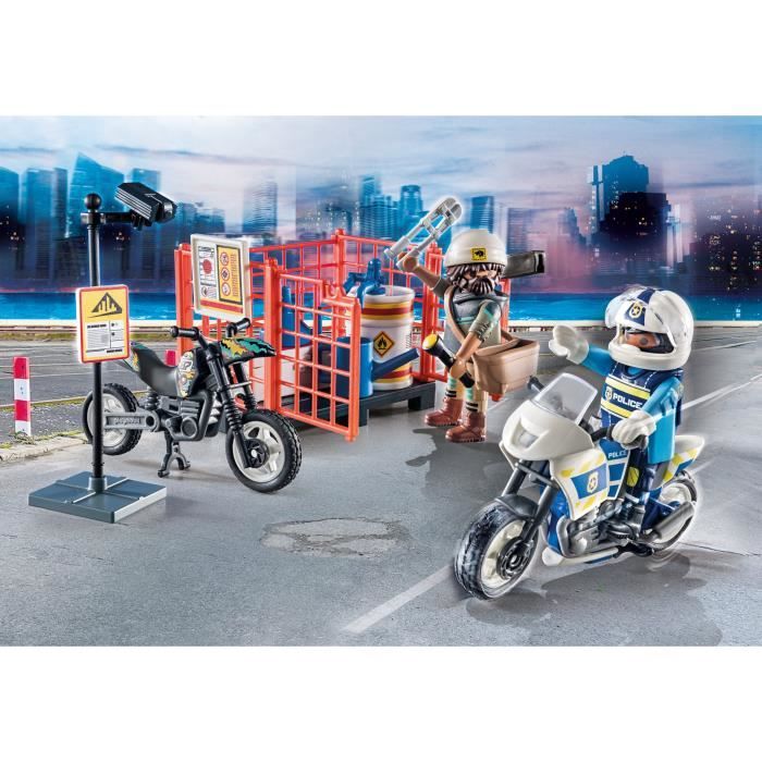 PLAYMOBIL Starter Pack Police - City Action - 71381 - Avec 2 personnages, 2 motos et des accessoires - Des 4 ans