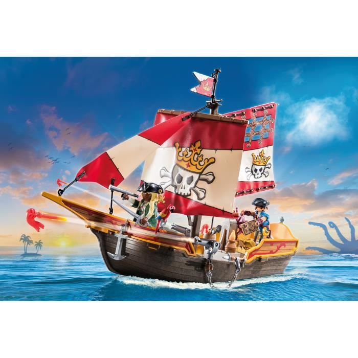 PLAYMOBIL 71418 Chaloupe des pirates, Les pirates, Avec personnages, canons, Des 4 ans