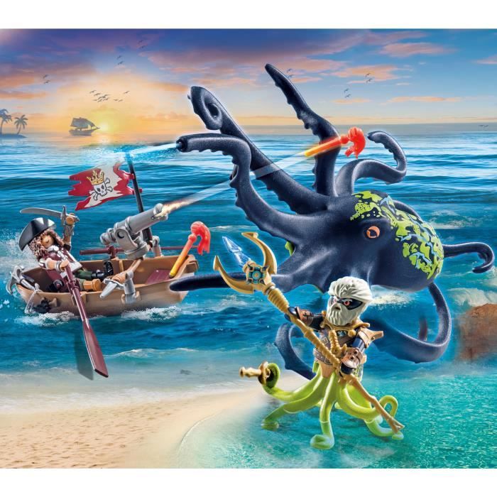 PLAYMOBIL - Pirate avec pieuvre géante - Pirates - Canon - 44 pieces - Des 4 ans