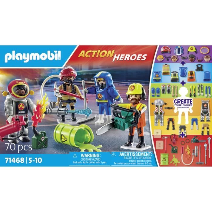 PLAYMOBIL 71468 My figures : métiers a risque - avec quatres personnages du domaine des pompiers - Les pompiers - Des 5 ans