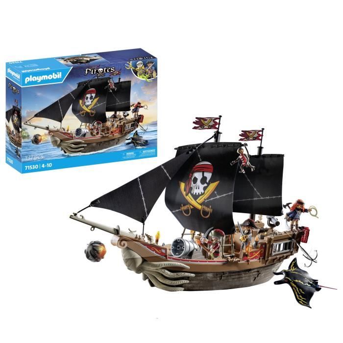 PLAYMOBIL 71530 Bateau pirates, 137 pieces dont 3 personnages et 4 animaux, Les Pirates, Jeu de rôle créatif, Des 4 ans