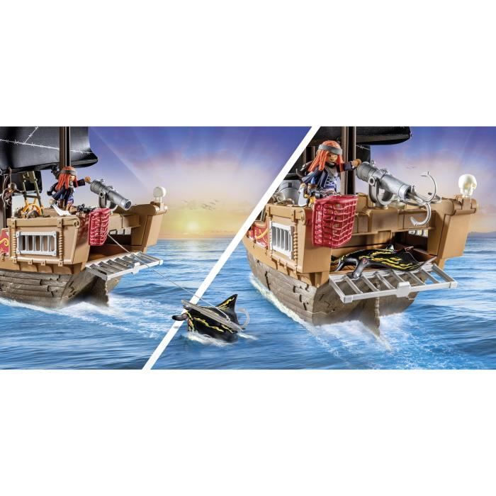 PLAYMOBIL 71530 Bateau pirates, 137 pieces dont 3 personnages et 4 animaux, Les Pirates, Jeu de rôle créatif, Des 4 ans