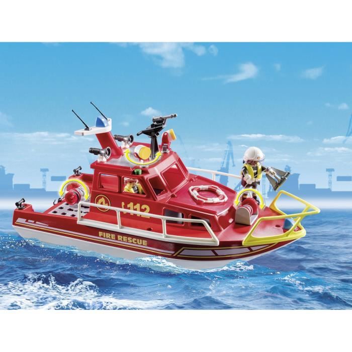 PLAYMOBIL - 71598 - Bateau sauvetage pompiers