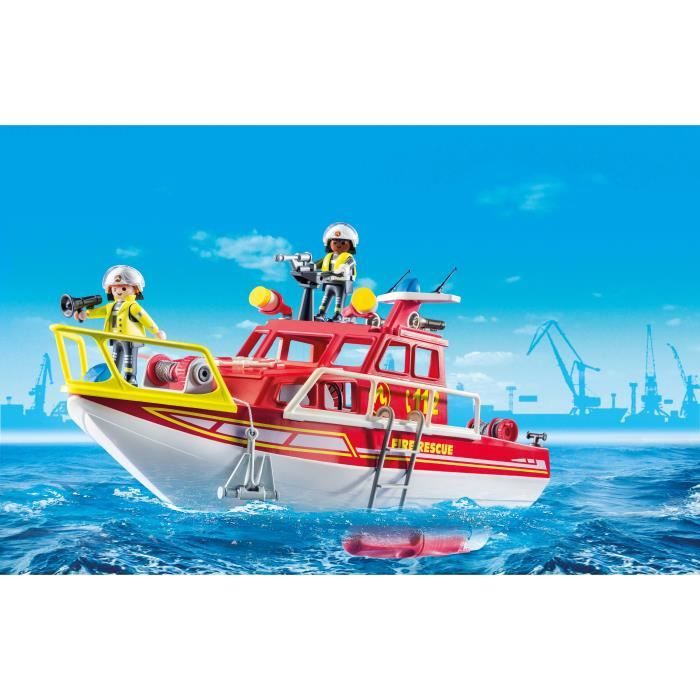 PLAYMOBIL - 71598 - Bateau sauvetage pompiers