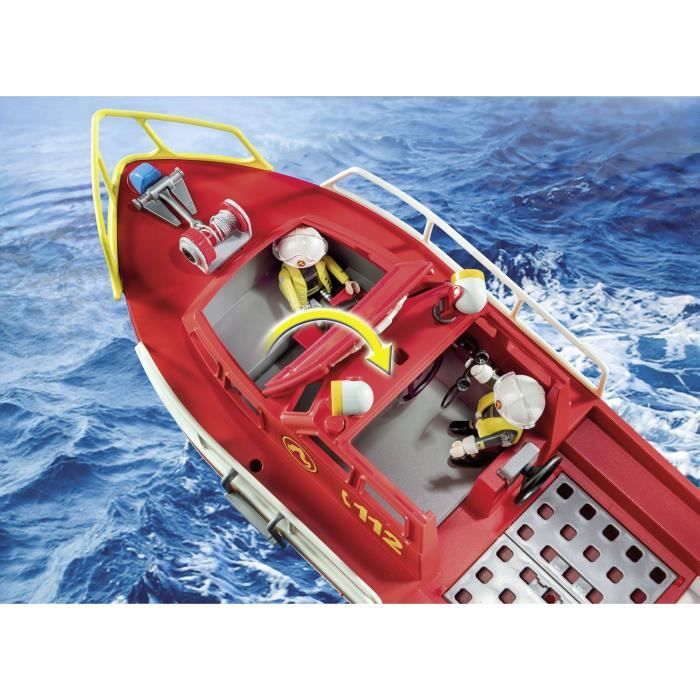 PLAYMOBIL - 71598 - Bateau sauvetage pompiers