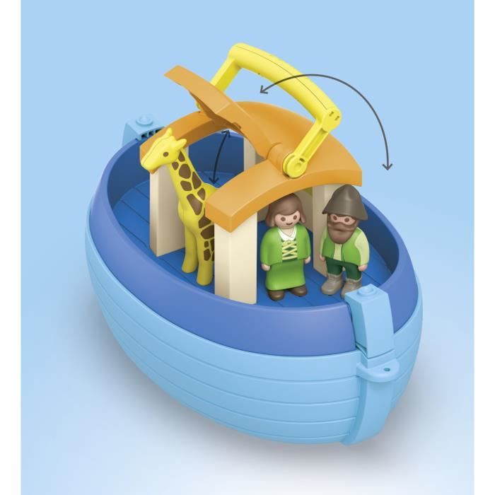 PLAYMOBIL Junior 71681 Arche de Noé transportable, Comprend un bateau flottant et animaux, Des 1 an