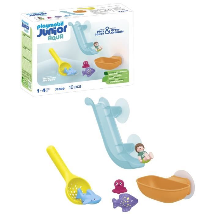 PLAYMOBIL Junior 71689 Toboggan aquatique et animaux marins Comprend un personnage, des animaux et des accessoires - Des 18 mois