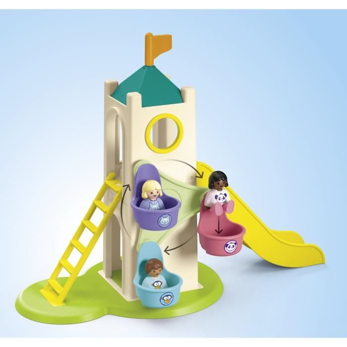 PLAYMOBIL Junior 71703 Aire de jeux avec toboggan géant Comprend cinq personnages, un toboggan et des accessoires - Des 1 an