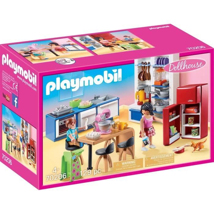 PLAYMOBIL 70206 Cuisine familiale, Dollhouse La Maison Traditionnelle, 129 pieces, des 4 ans