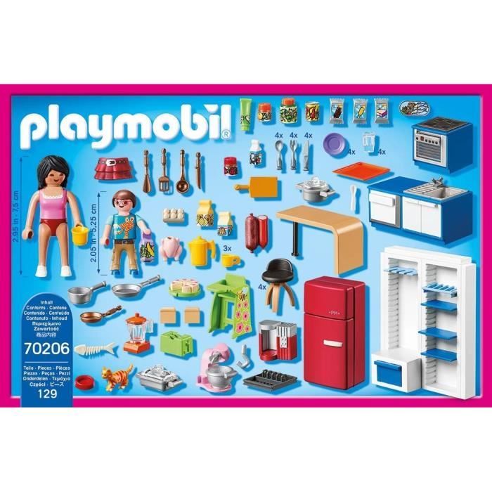 PLAYMOBIL 70206 Cuisine familiale, Dollhouse La Maison Traditionnelle, 129 pieces, des 4 ans