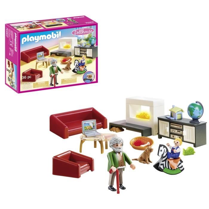 PLAYMOBIL - 70207 - Dollhouse La Maison Traditionnelle - Salon avec cheminée