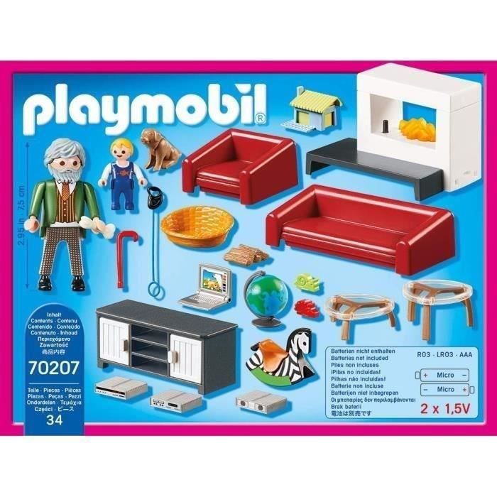 PLAYMOBIL - 70207 - Dollhouse La Maison Traditionnelle - Salon avec cheminée