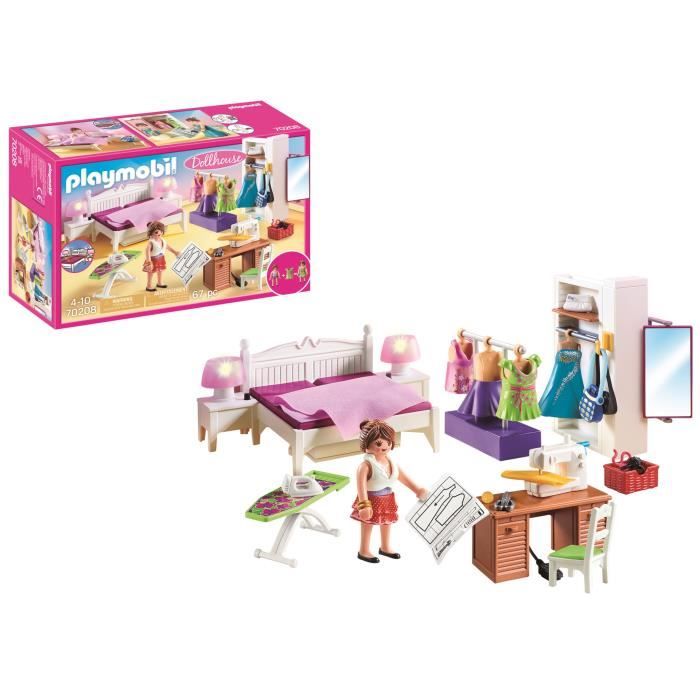 PLAYMOBIL - 70208 - Dollhouse La Maison Traditionnelle - Chambre avec espace couture