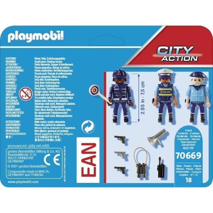 PLAYMOBIL - 70669 - Police Equipe de policiers - Bleu - Mixte - 4 ans et plus