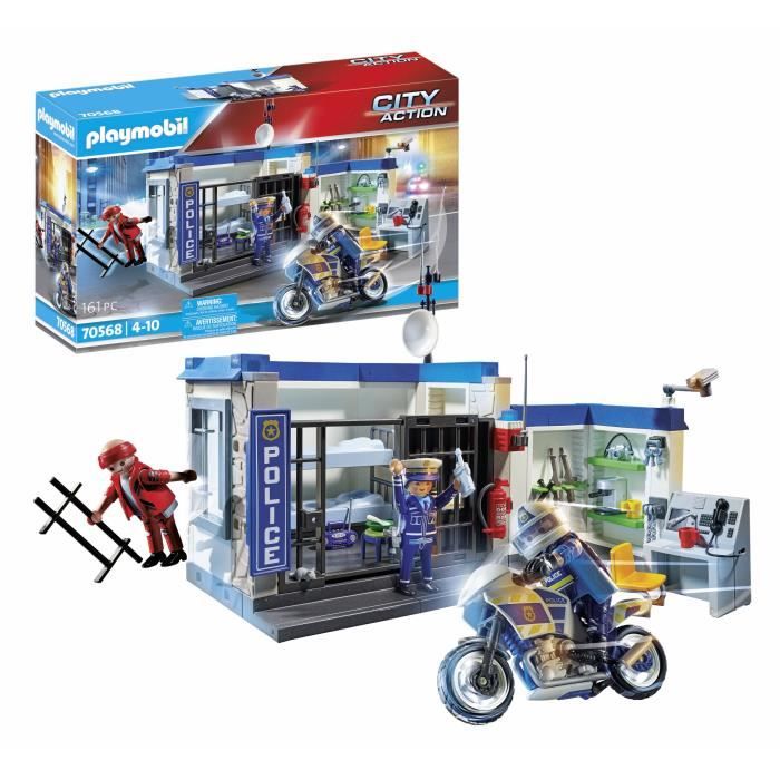 PLAYMOBIL 70568 Poste de police et cambrioleur, City Action les Policiers, Pour enfant des 4 ans