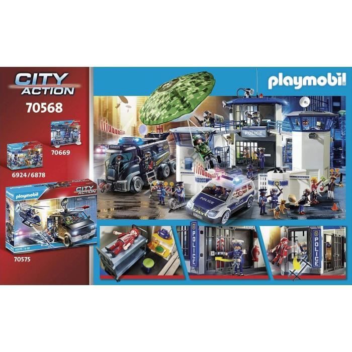 PLAYMOBIL 70568 Poste de police et cambrioleur, City Action les Policiers, Pour enfant des 4 ans