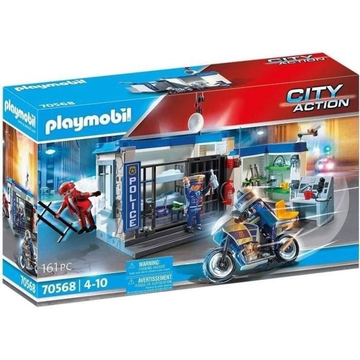 PLAYMOBIL 70568 Poste de police et cambrioleur, City Action les Policiers, Pour enfant des 4 ans