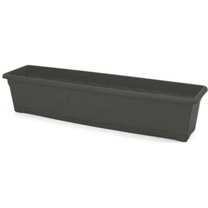 PLASTIKEN Jardiniere rectangulaire - 80 X 20 cm avec plateau - Anthracite