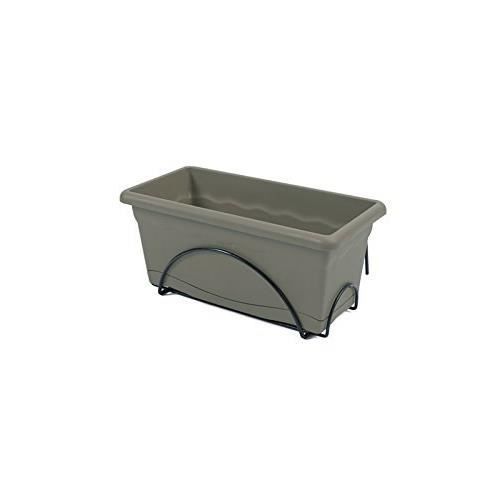 PLASTIKEN Jardiniere 40x20 Cm + Plateau + Support balcon Collection TERRA - Taupe