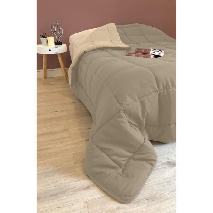 CALGARY Couette chaude Microfibre 400g/m² Taupe & Lin 220x240cm