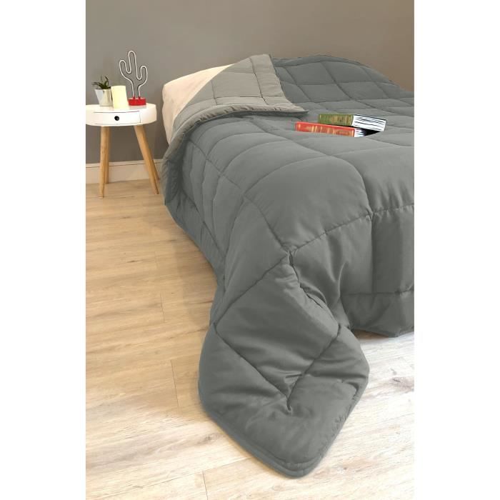 Couette Microfibre 400g/m² CALGARY Gris & Argent 220x240cm