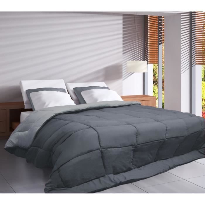 Couette Microfibre 400g/m² CALGARY Gris & Argent 220x240cm