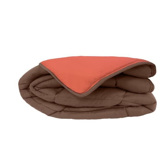 Couette chaude en microfibre 220x240 cm Chocolat & Corail