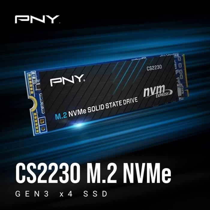 PNY CS2230 500GB SSD Interne M.2 NVMe Gen3, jusqu'a 3300MB/s - M280CS2230-500-RB