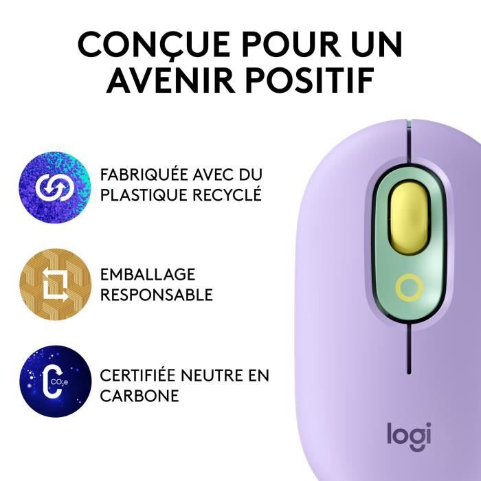 Souris - Sans fil - Logitech - Pop Mouse - avec Emoji - Menthe