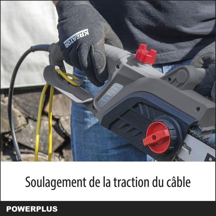 Powerplus Tronçonneuse Électrique POWEG10110 - 2200 W, Guide de 400 mm, Lubrification Automatique de Chaîne, Outillage de Jardin