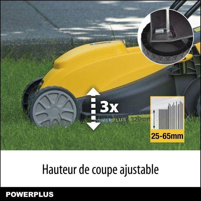 Tondeuse Gazon et Coupe-Bordure Électrique POWERPLUS POWXG6212T - Tondeuse a Gazon 1300W & 32 mm Ø et Coupe-Bordures 250W & 220mm Ø