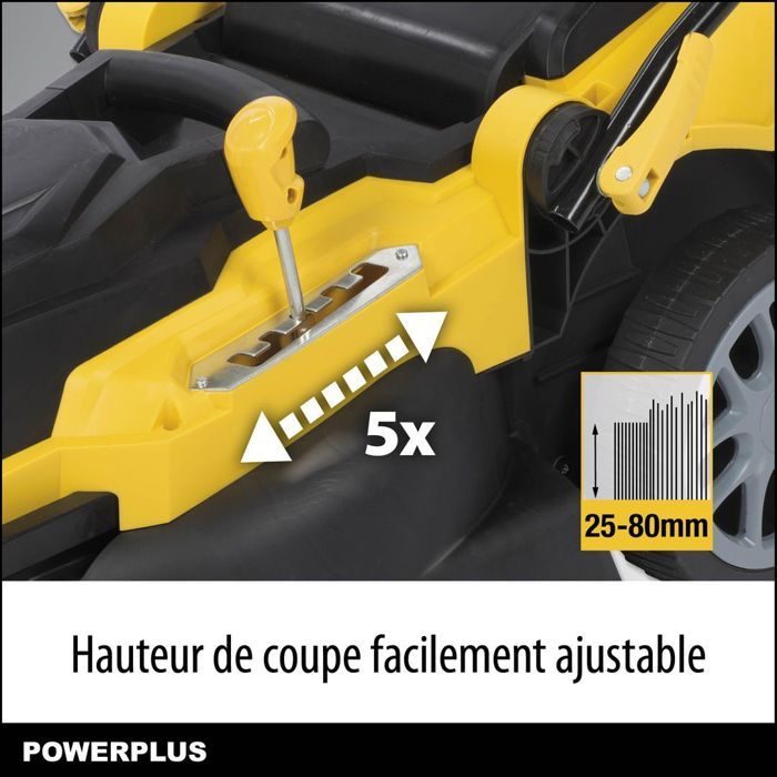 Tondeuse Gazon Électrique POWERPLUS POWXG6281 - 2000W, 420mm Ø, Ramassage, Mulching, Éjection Arriere