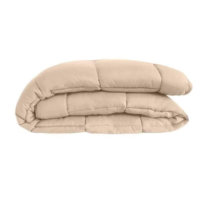 CALGARY Couette chaude Microfibre 400g/m² Beige Galet & Vert Lac 240x260cm