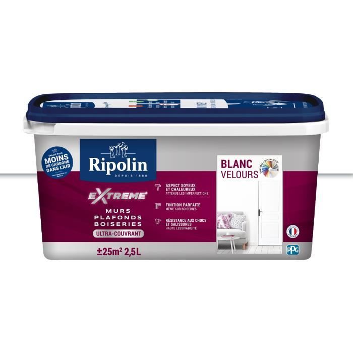 Peinture Extreme murs et plafonds - Blanc velours - RIPOLIN - 2,5 L