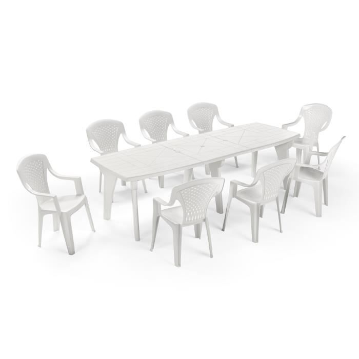 Lot de 4 Fauteuils de jardin monobloc empilable Capri - 56 x 58 x 90 cm - Blanc