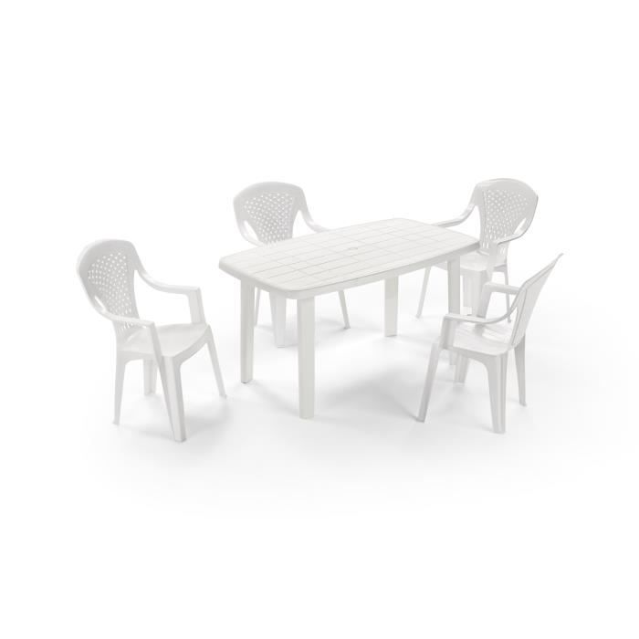 Lot de 4 Fauteuils de jardin monobloc empilable Capri - 56 x 58 x 90 cm - Blanc