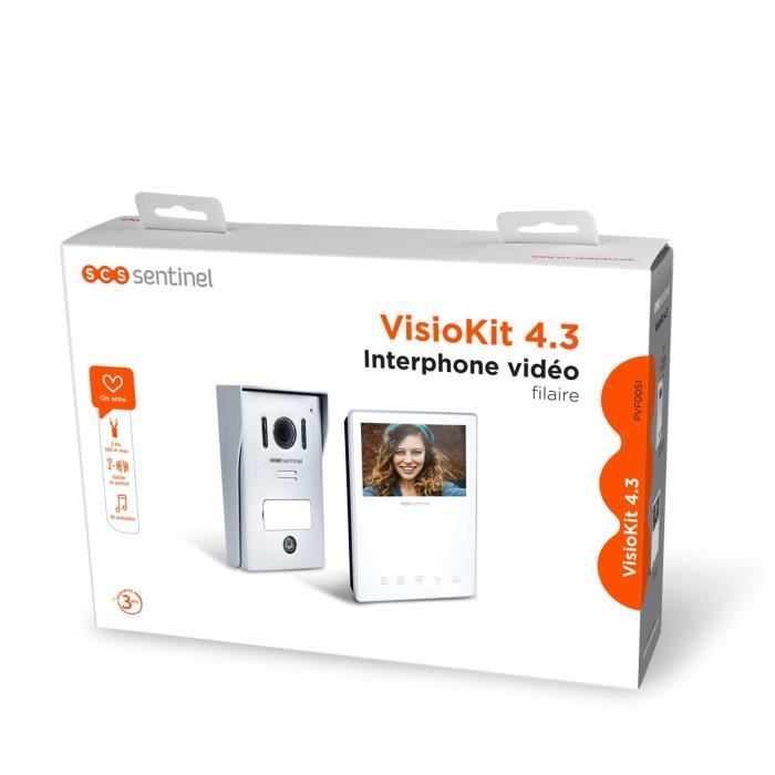 Interphone vidéo filaire, coloris blanc - VisioKit 4.3 - SCS SENTINEL - Garantie 3 ans