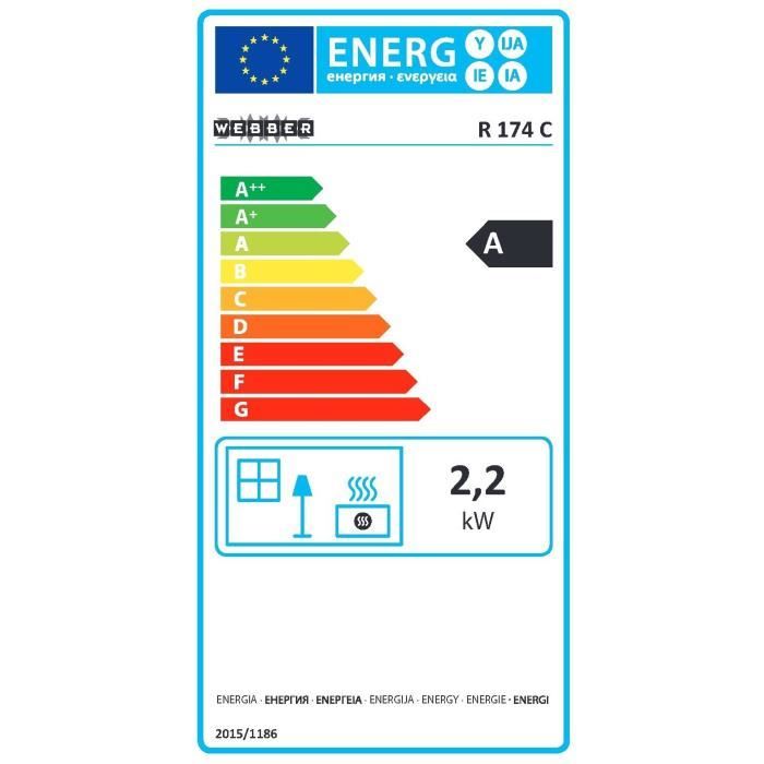 Poele a pétrole a meche WEBBER R174C 2200 watts - Sécurité anti-basculement - Détecteur CO²