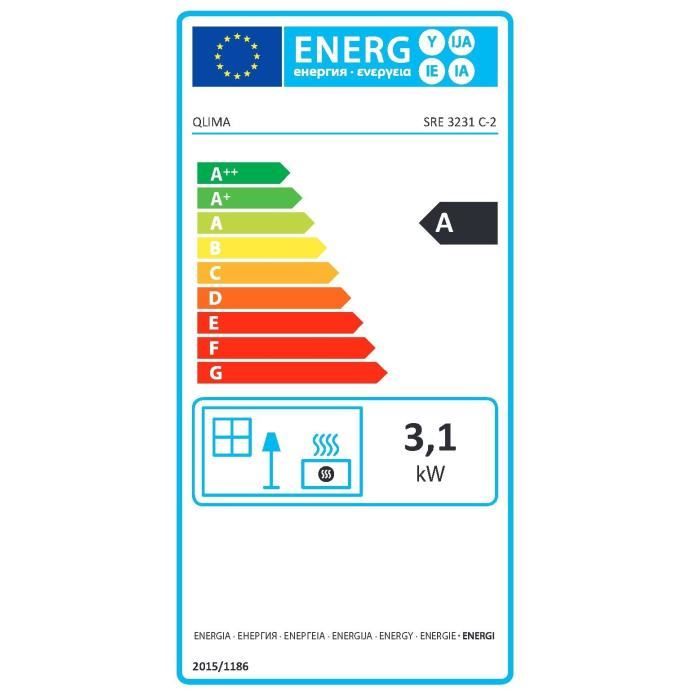 Poele a pétrole électronique Qlima SRE 3231C2 3,1 KW pour volume 120m3/48m2, systeme anti odeur, régulation température, gris