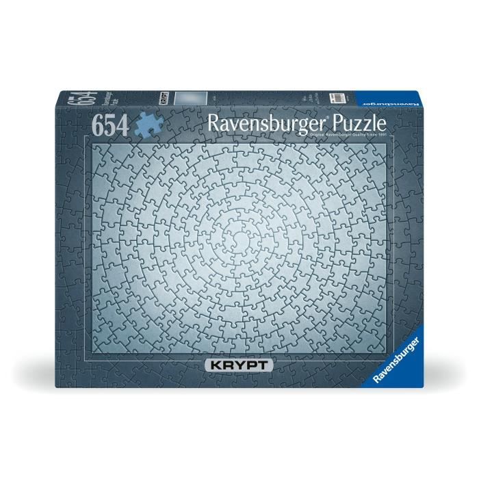 Puzzle 654 pieces Krypt Silver, Adultes & enfants des 14 ans, Challenge monochrome, 12000071, Ravensburger